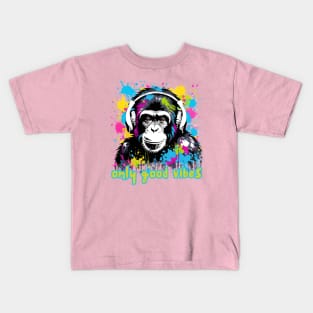 Monkey with Headphones Kids T-Shirt